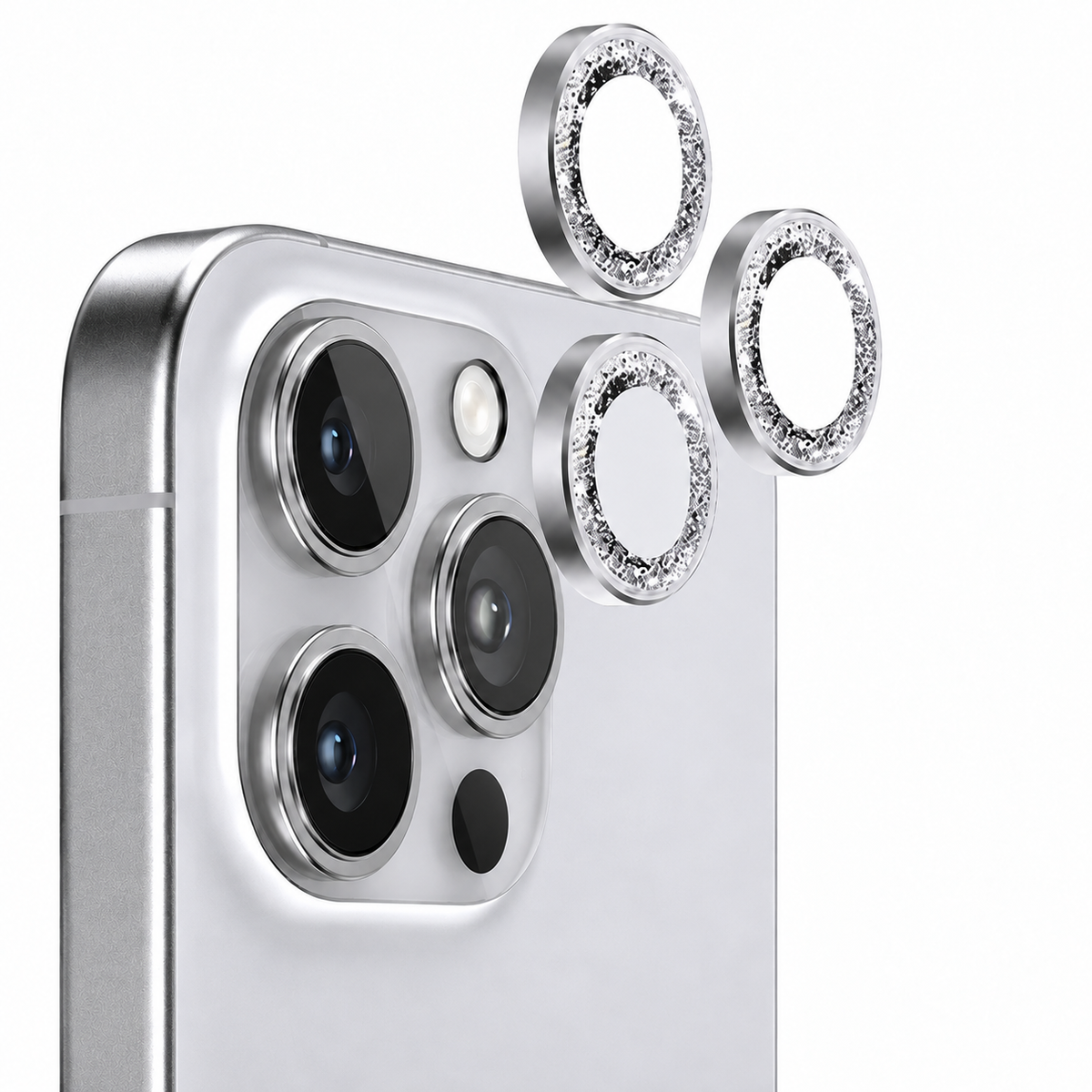 Shiny Silver Ring Protective Case for Apple iPhone 13 Pro - main product view
