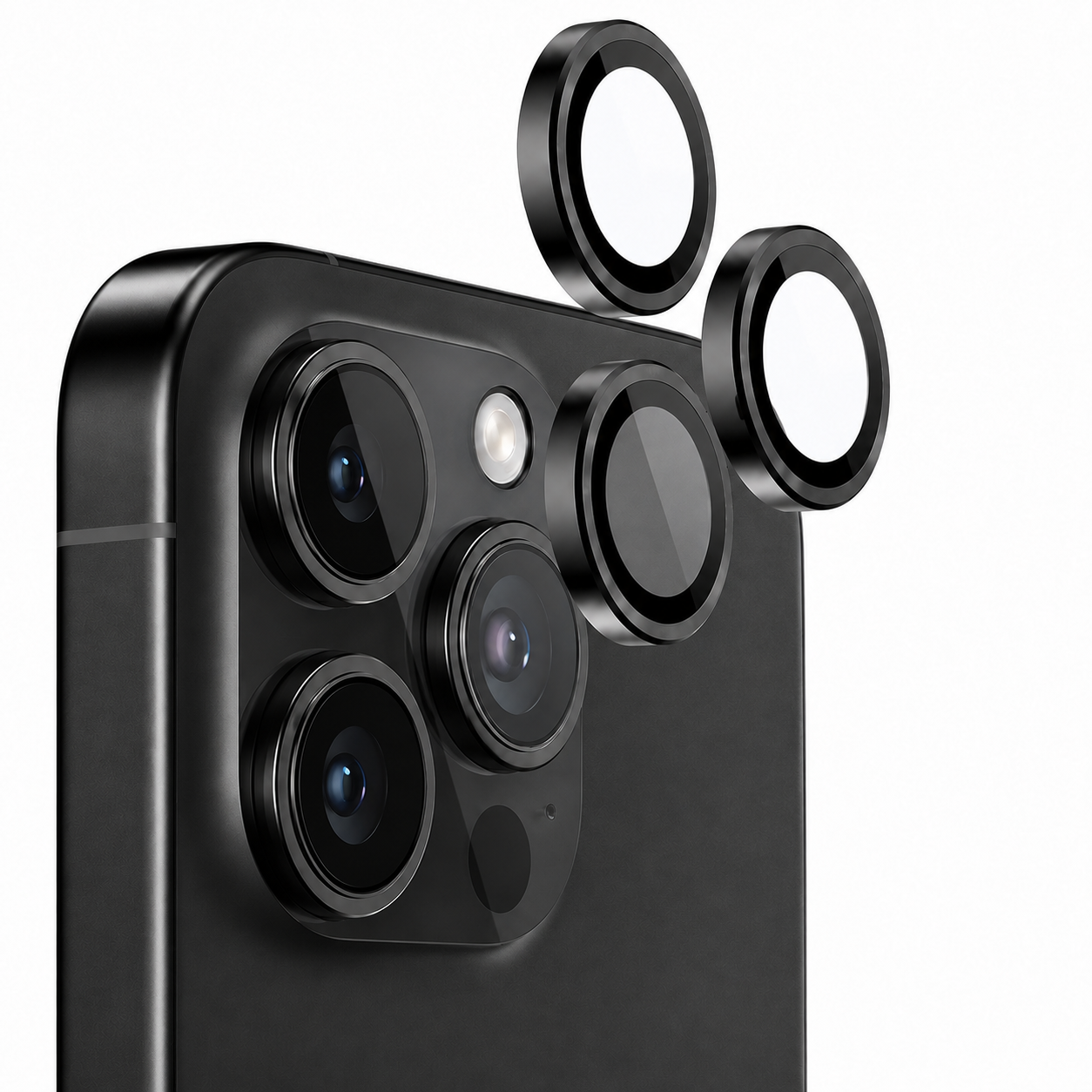 Matte Metal Camera Ring Protector for Apple iPhone 16 Pro Max - Black