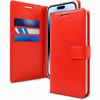 Goospery BlueMoon Leather Wallet Case for Apple iPhone 13 Pro - Red - main product view