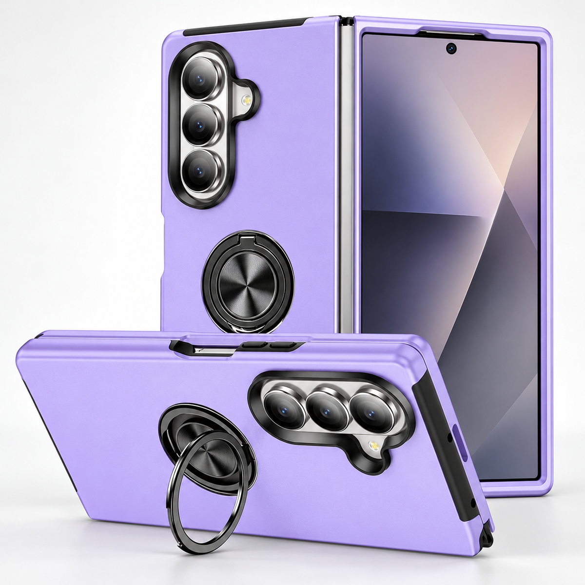 Swirl Invisible Ring Case for Samsung Galaxy Z Fold 8 Ultra - Light Purple