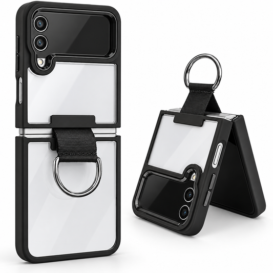 Black Samsung Galaxy Z Flip 4 phone case, Matt Ultra-Hybrid Case design, mobile phone cover design