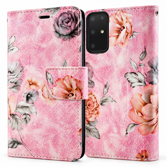 Floral Wallet Case for Samsung Galaxy S20 Plus - Light Pink