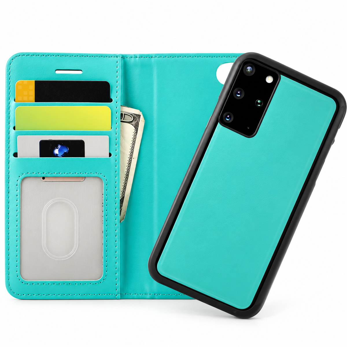Photo ID Wallet 2-in-1 Magnetic Case for Samsung Galaxy S20 Plus - Teal