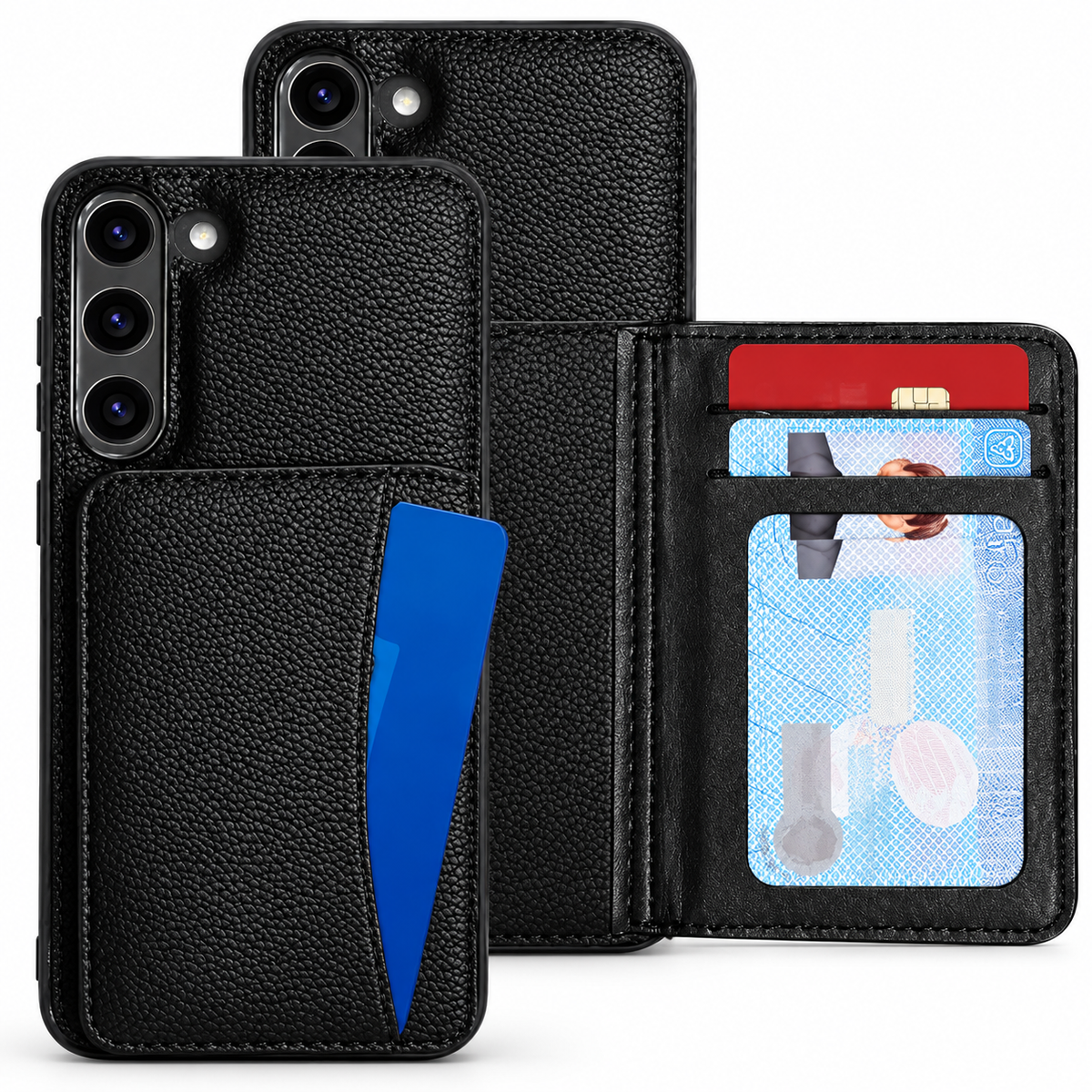 Multi-Card Slim Wallet Case for Samsung Galaxy S23 Plus - Black