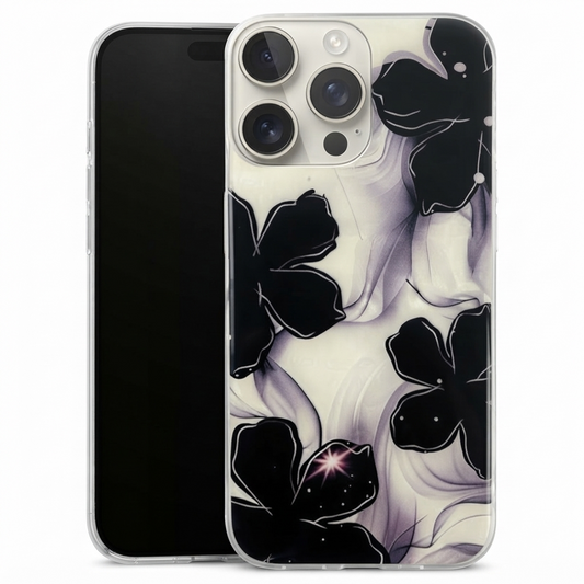 Black floral iPhone 12 protective MagSafe phone cover