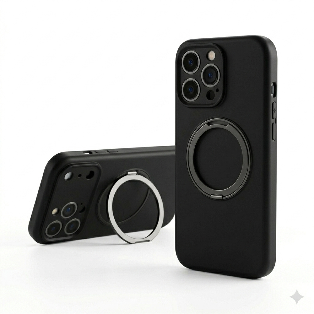 MagSafe compatible silicone case for iPhone 17 Pro, durable black smartphone cover