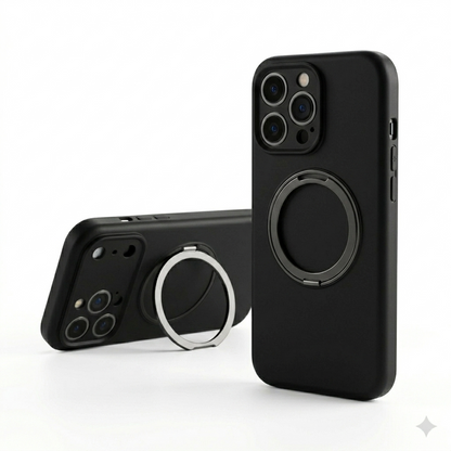 MagSafe compatible silicone case for iPhone 17 Pro, durable black smartphone cover