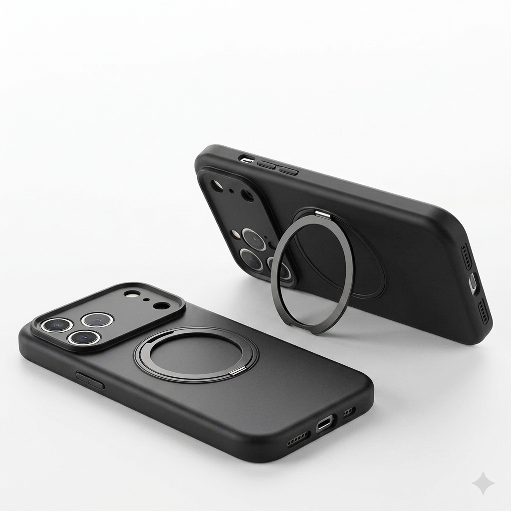 MagSafe compatible silicone case for iPhone 17 Pro, durable black smartphone cover