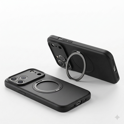 MagSafe compatible silicone case for iPhone 17 Pro, durable black smartphone cover