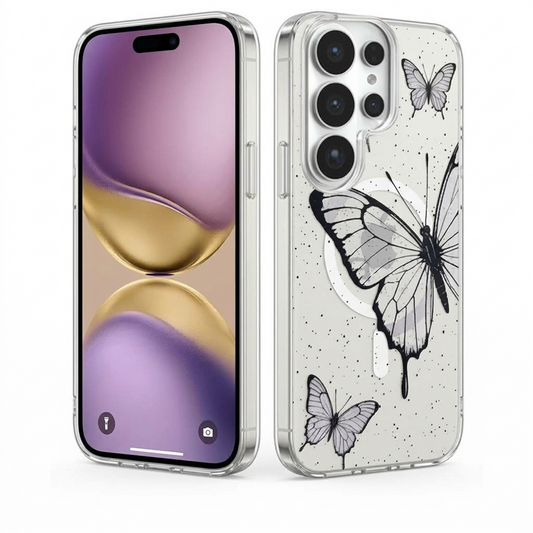 MagSafe Floral Fusion Case for Samsung Galaxy S26 Ultra - Black Butterfly