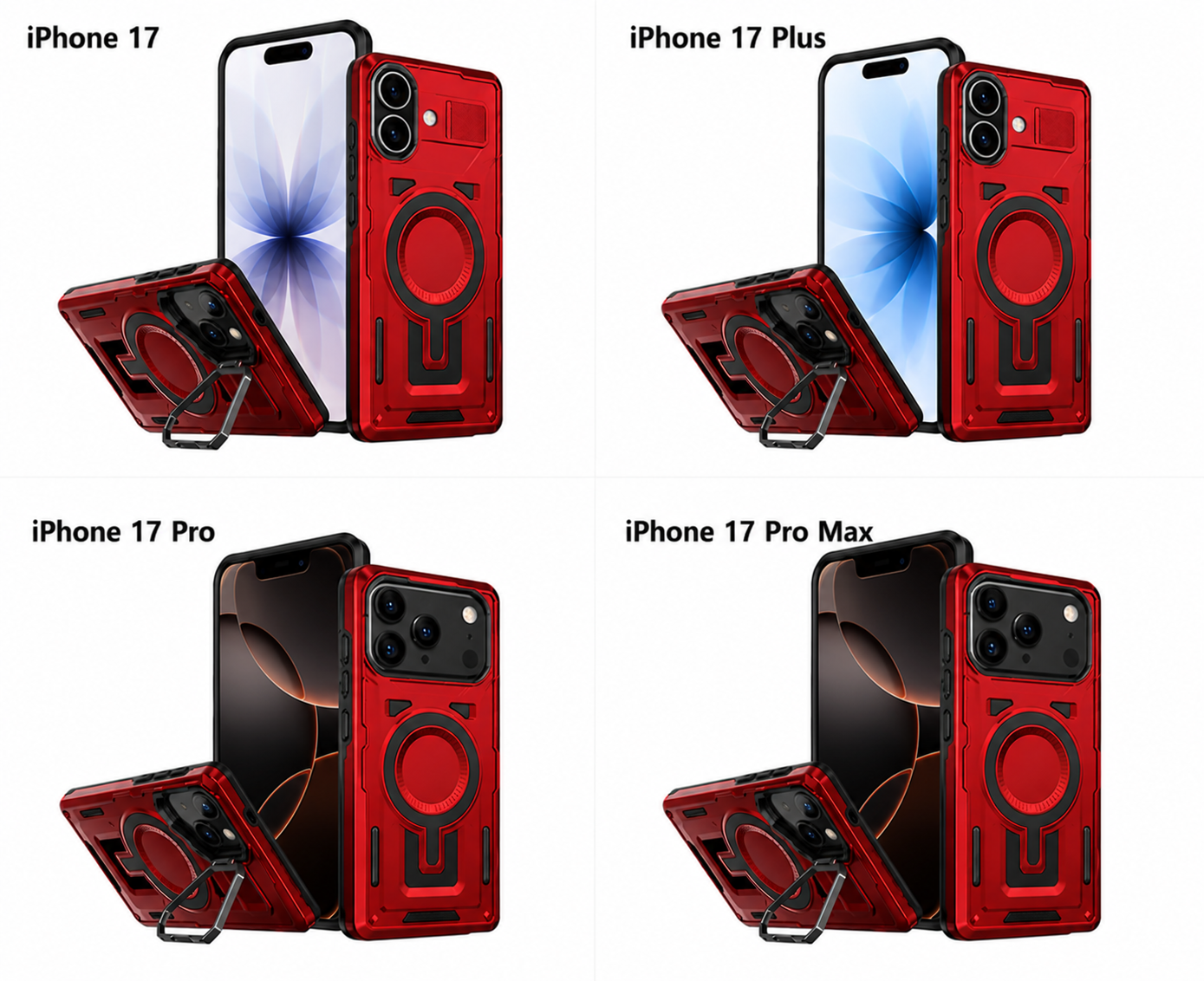 Dual Layer Phone Case – Red Shield Mate Crafted Cover MagSafe Compatible with Stand