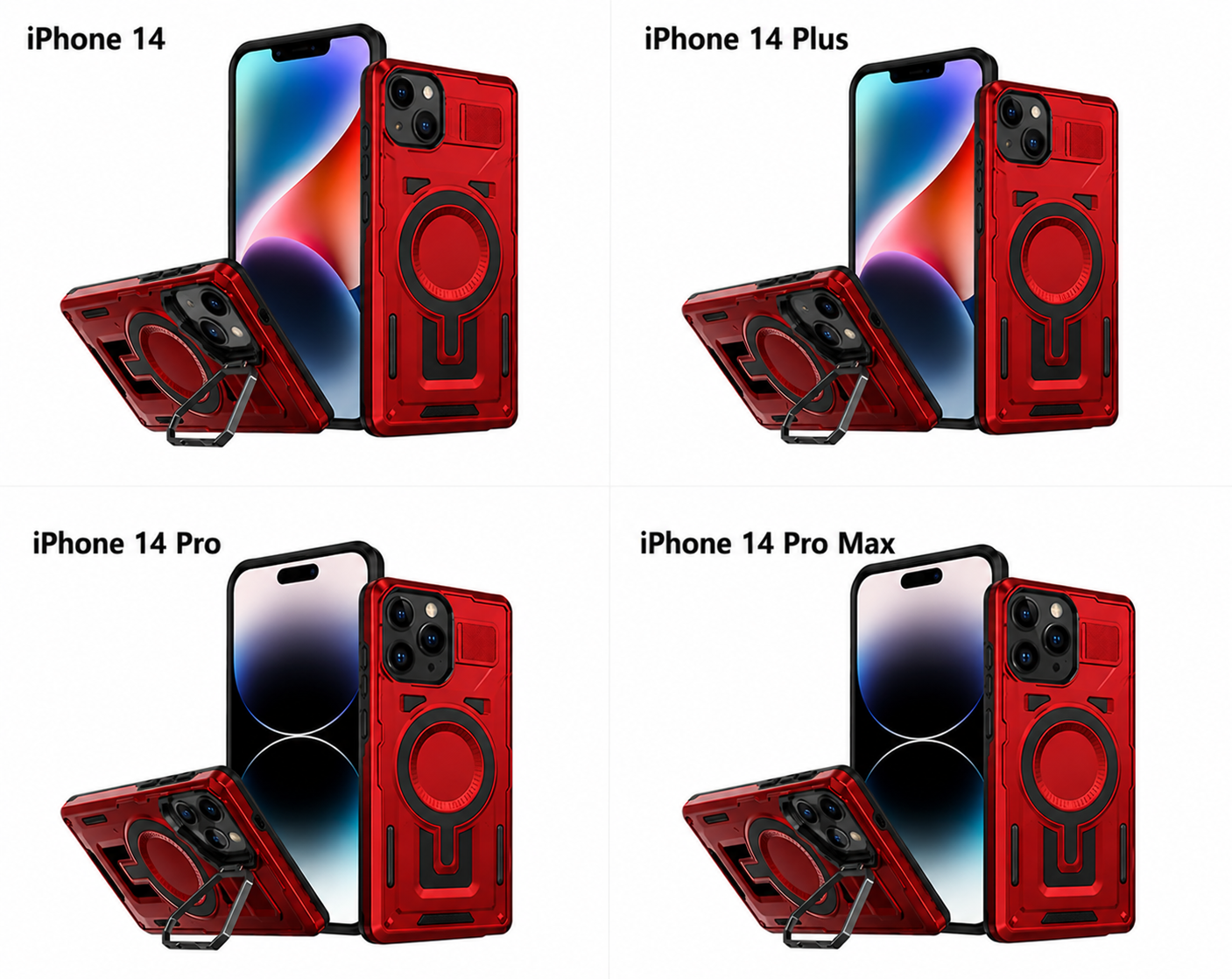 Dual Layer Phone Case – Red Shield Mate Crafted Cover MagSafe Compatible with Stand