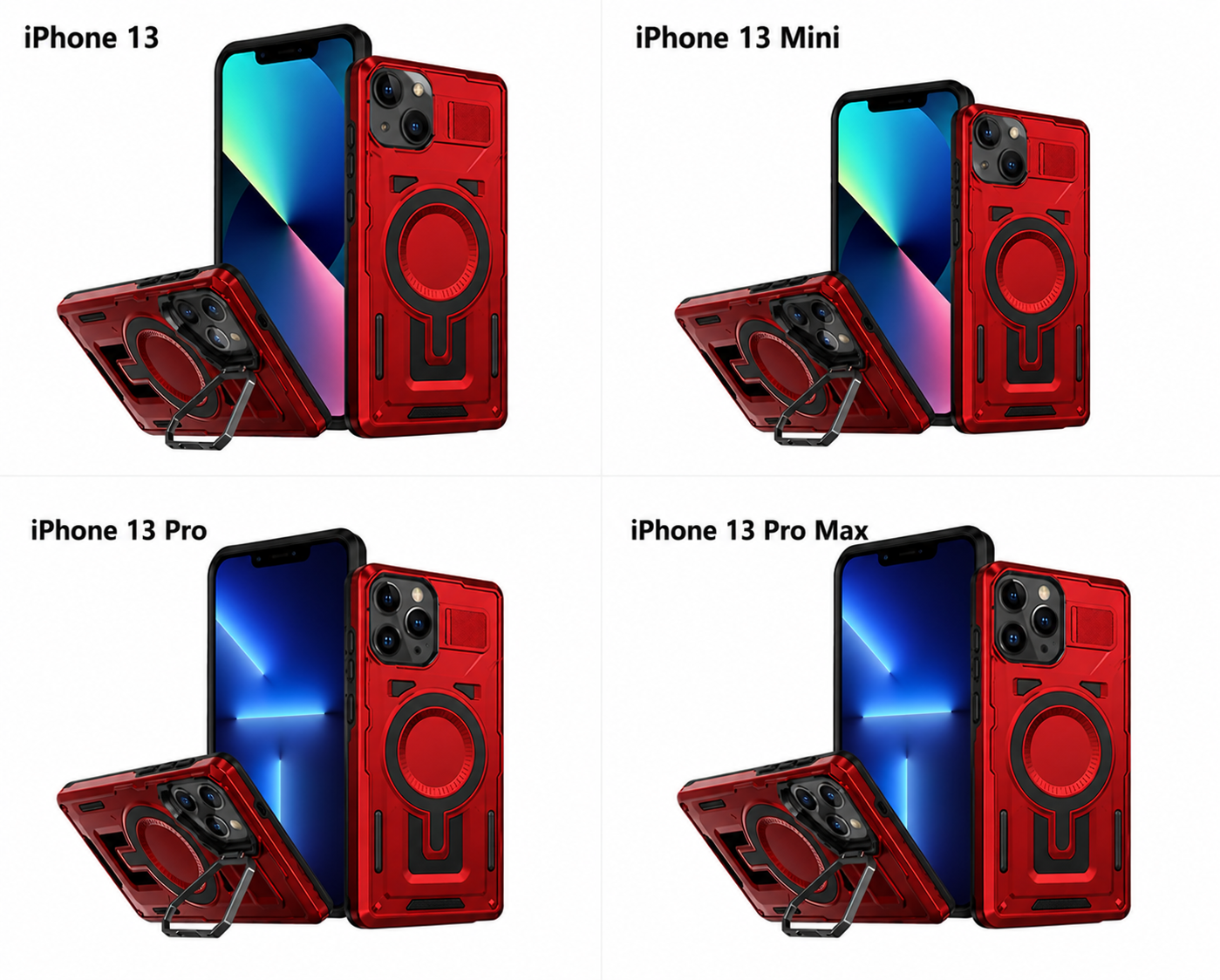 Dual Layer Phone Case – Red Shield Mate Crafted Cover MagSafe Compatible with Stand