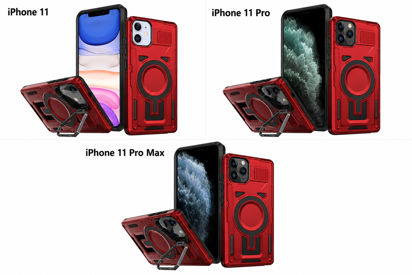 Dual Layer Phone Case – Red Shield Mate Crafted Cover MagSafe Compatible with Stand