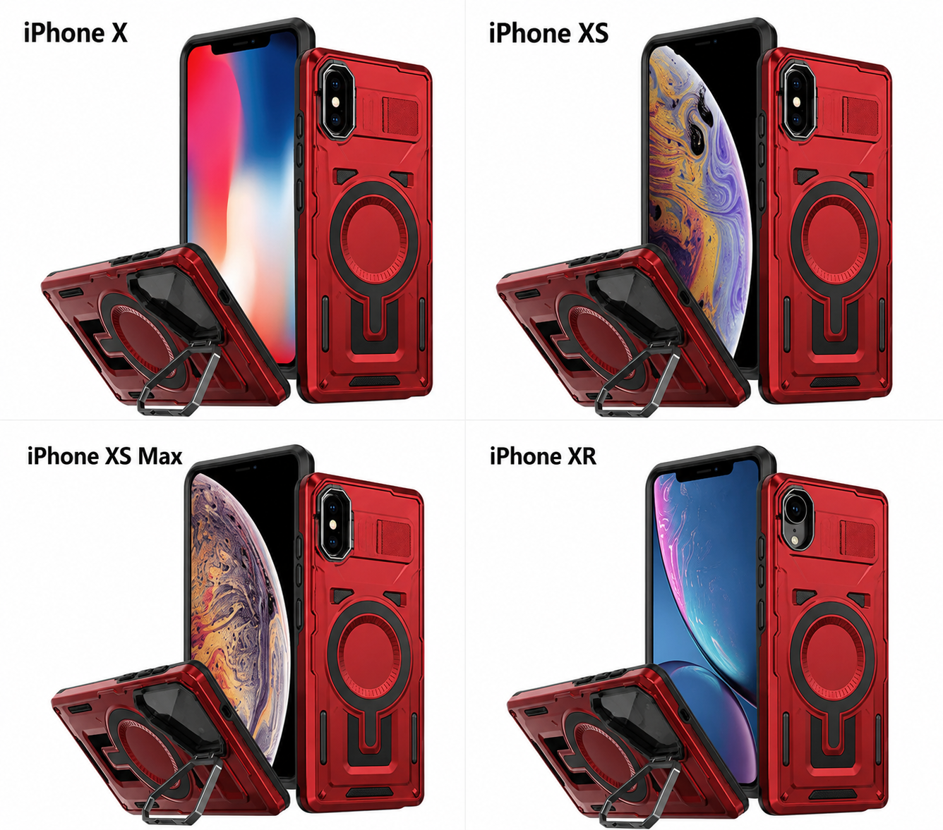 Dual Layer Phone Case – Red Shield Mate Crafted Cover MagSafe Compatible with Stand