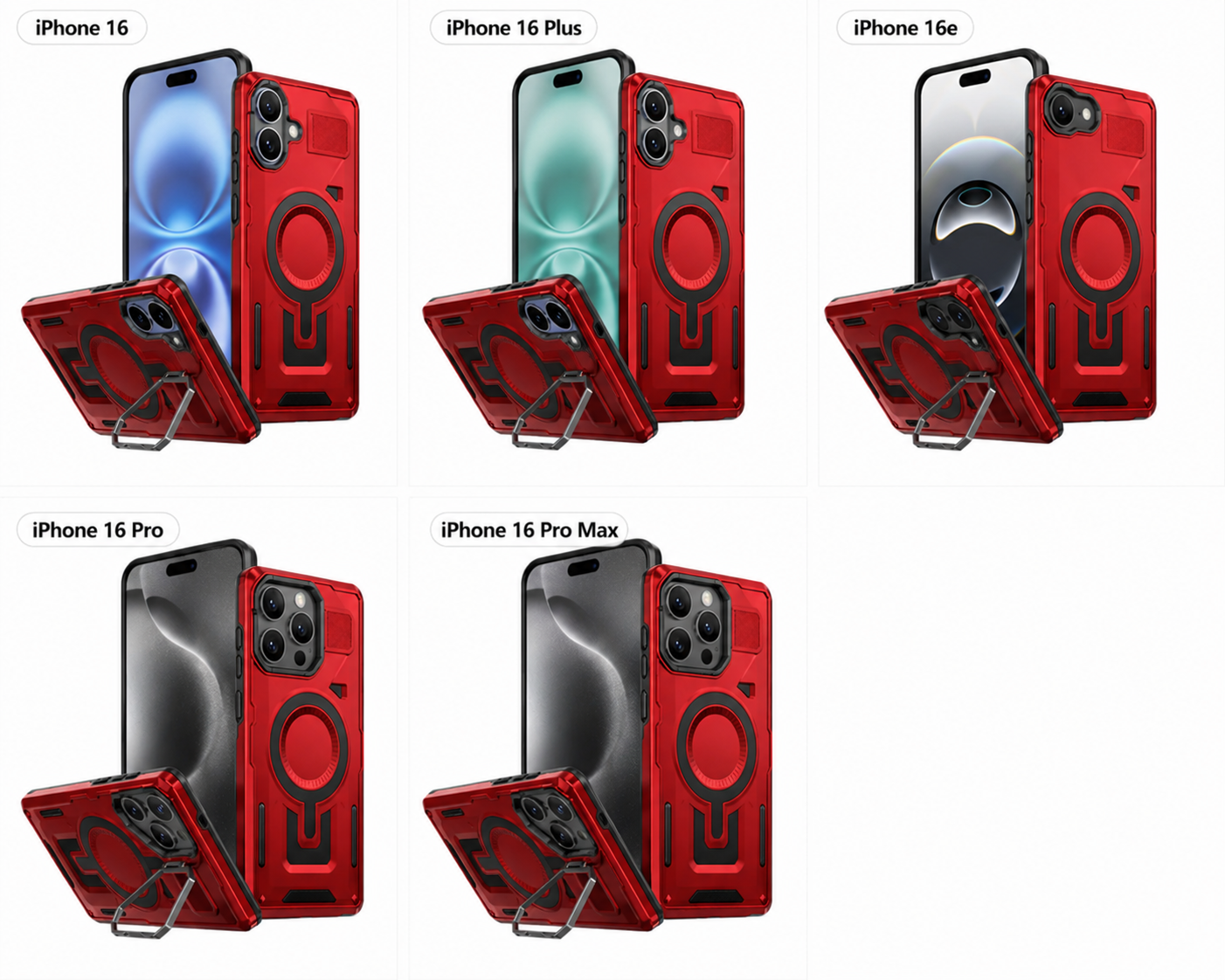 Dual Layer Phone Case – Red Shield Mate Crafted Cover MagSafe Compatible with Stand