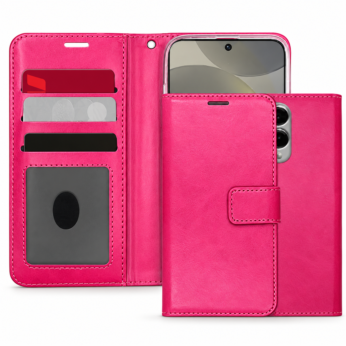 Photo ID Wallet for Samsung Galaxy S25 Edge - Hot Pink