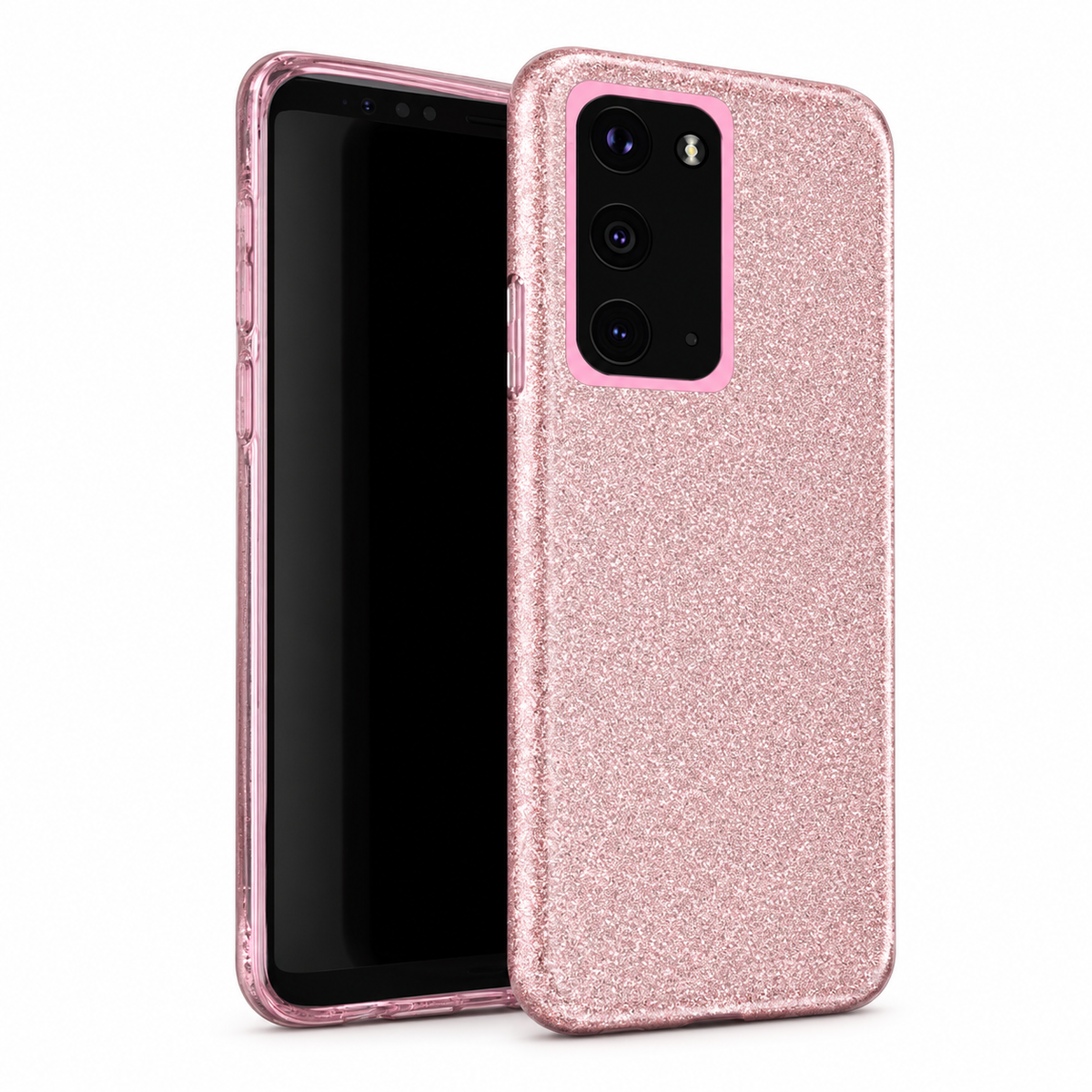 3-in-1 Glitter Case for Samsung Galaxy S20 Plus - Rose Gold