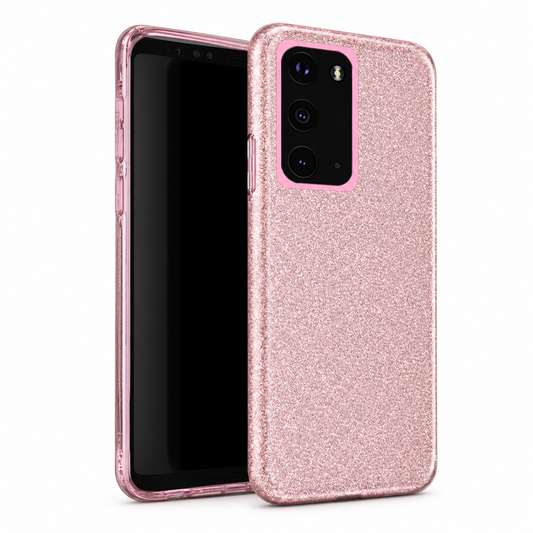 3-in-1 Glitter Case for Samsung Galaxy S20 Plus - Rose Gold