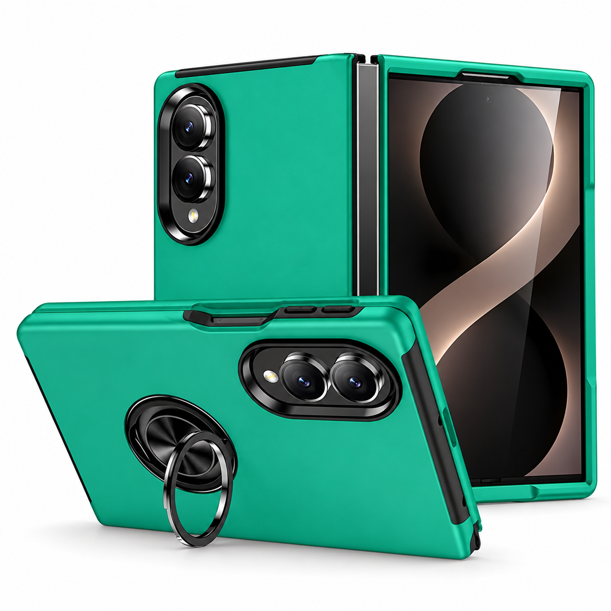 Swirl Invisible Ring Case for Samsung Galaxy Z Fold 8 - Midnight Green