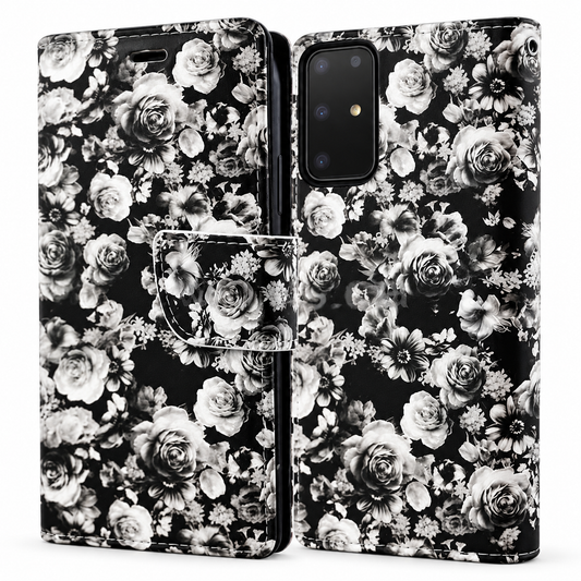 Floral Wallet Case for Samsung Galaxy S20 Plus - Black