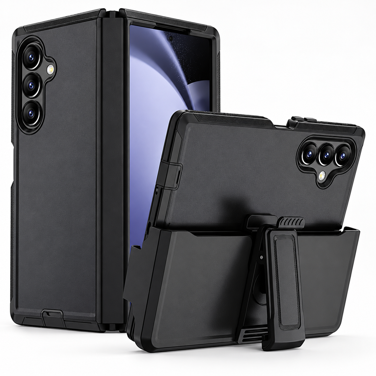 Triple Protection W/ Clip for Samsung Galaxy Z Fold 8 Ultra - Black