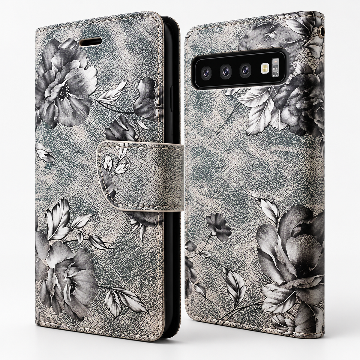 Floral Wallets for Samsung Galaxy S10 Plus - Grey