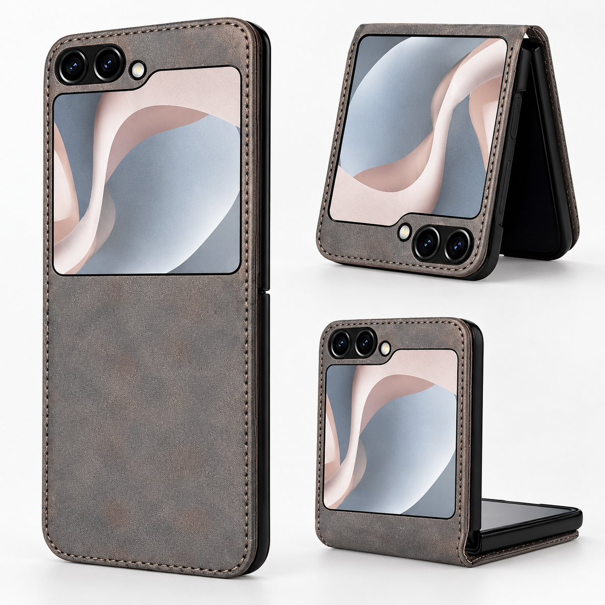 Leather Feel Back Plate for Samsung Galaxy Z Flip 5 - Grey