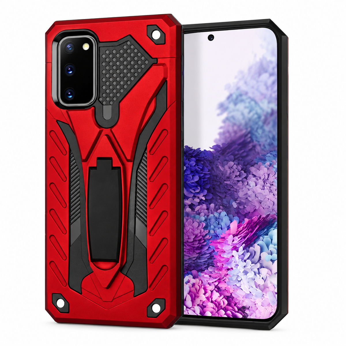 Rugged Defender with Stand Case for Samsung Galaxy S20 Plus - Red
