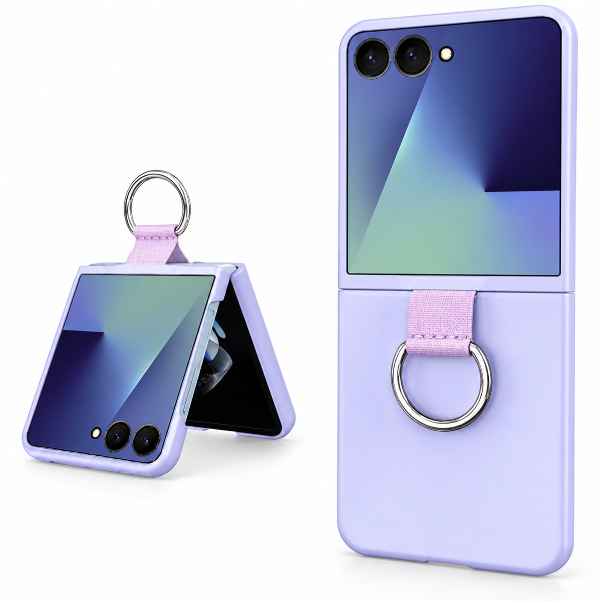 Luxury Leather Ring Case for Samsung Galaxy Z Flip 8 - Purple
