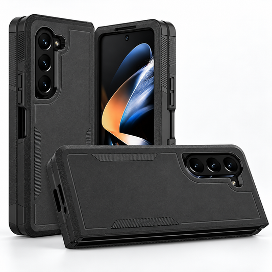 Black Samsung Galaxy Z Fold 5 phone case, Triple Protection Case design, mobile phone cover design