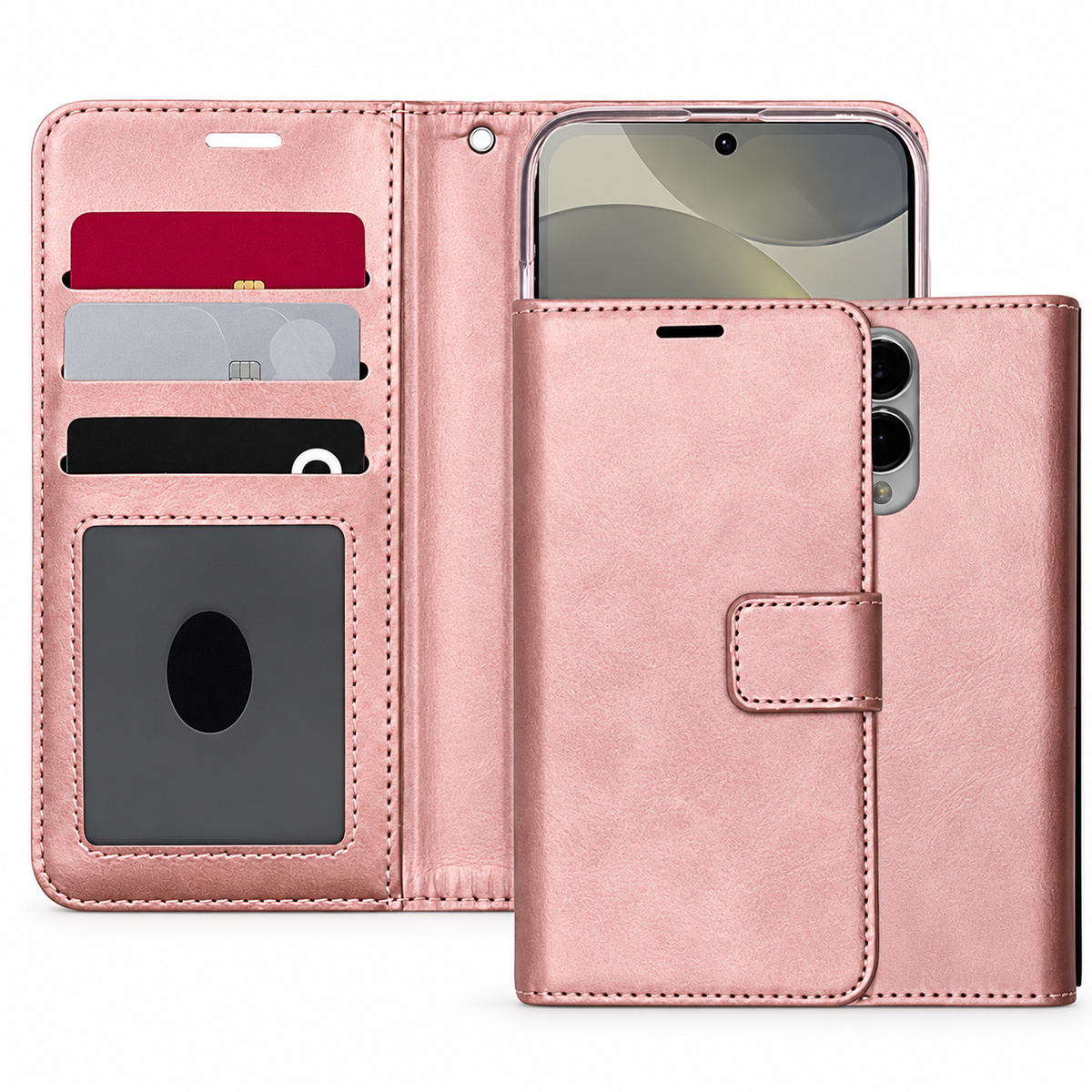 Photo ID Wallet for Samsung Galaxy S25 Edge - Rose Gold
