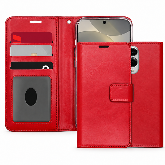 Photo ID Wallet for Samsung Galaxy S25 Edge - Red