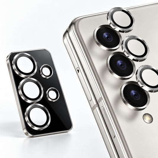 White Samsung Galaxy Z Fold 4 camera protector, Camera Ring Protector design, phone camera lens protection