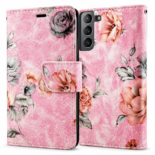 Floral Wallets for Samsung Galaxy S23 Plus - Pink