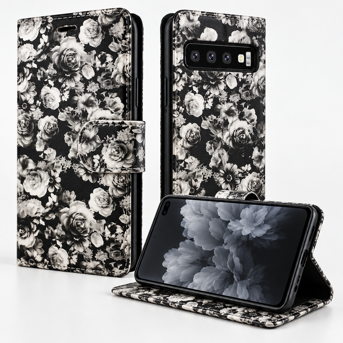 Floral Wallets for Samsung Galaxy S10 Plus - Black