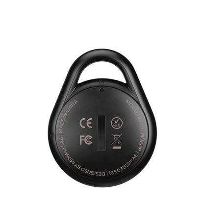 future tech gadgets Canada. smart tech store Canada. Momax Pinpop Lite Find My Tracker. Gallery image 3. The image shows a black, round smart lock viewed from the back, centered in the frame. The surface is smooth with a matte finish, and the lock features a prominent loop at the top for attachment.