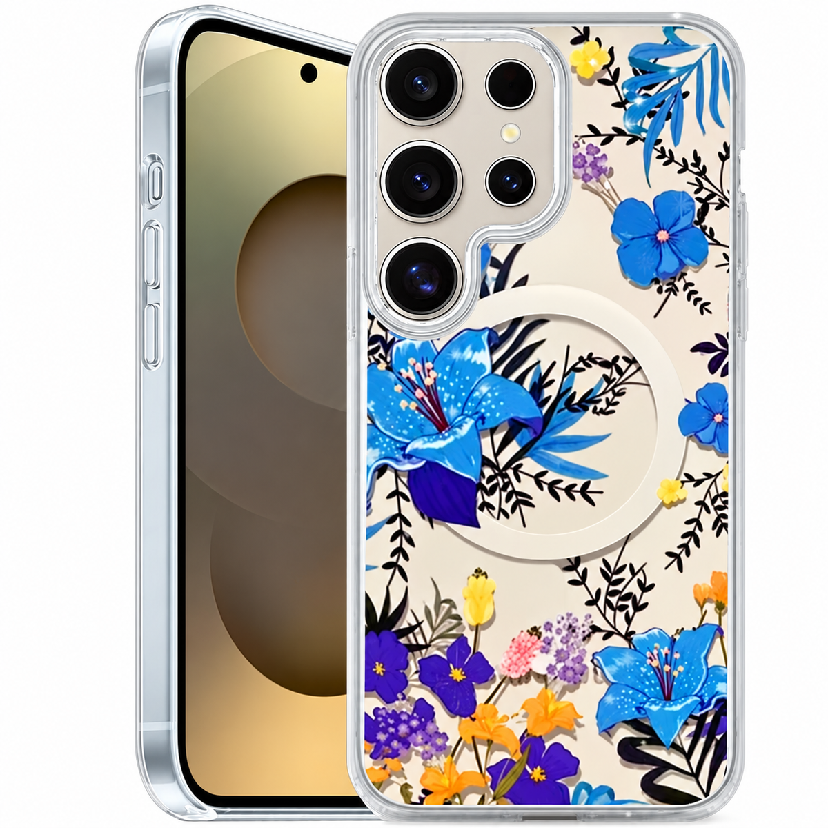 MagSafe Floret Case for Samsung Galaxy S26 Ultra - Blue Flowers