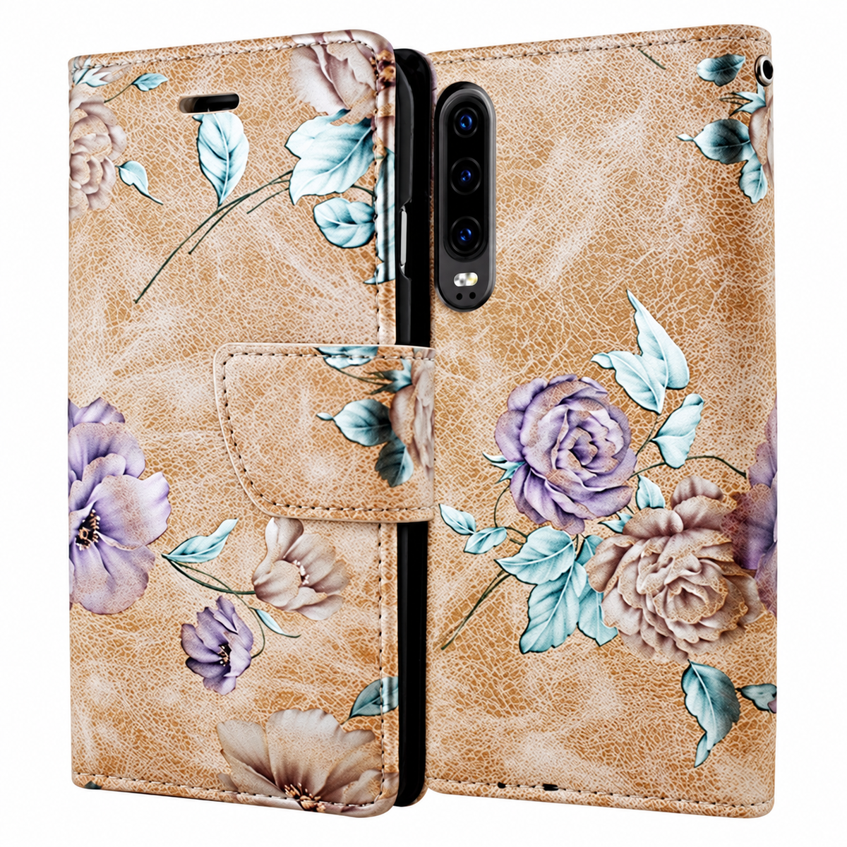 Floral Wallets for Samsung Galaxy A70 - Beige