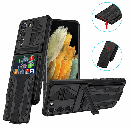 Heavy Duty Phone Case with Kickstand – Black Full Coverage Dual Layer Protective Cover