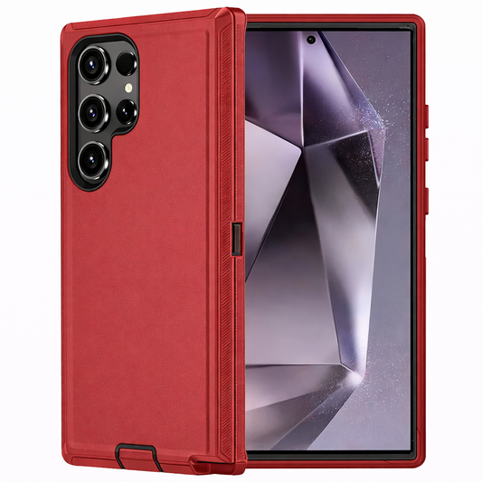 Heavy Duty Protective Phone Case – Triple Layer Full Coverage Shockproof Rugged Red Cover