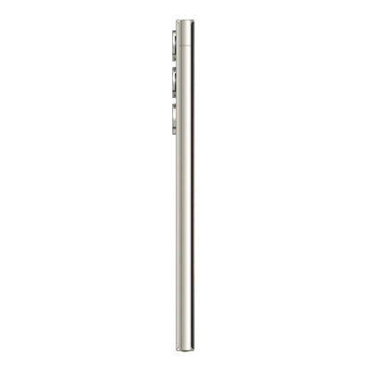 cutting edge electronics online Canada. smart tech store Canada. Premium Samsung Galaxy S23 Ultra. Gallery image 5. The product is shown from a side angle, revealing its slim, elongated design. It has a sleek, metallic finish that reflects light softly, enhancing its modern appearance. Three buttons are visible on the upper section, each with a distinct shape and size. The background is a seamless white, providing a clean contrast that emphasizes the product's minimalist aesthetic.