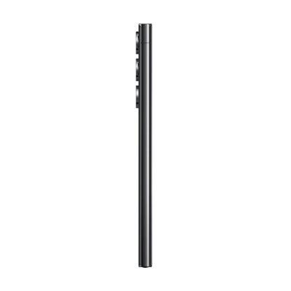 cutting edge electronics online Canada. smart tech store Canada. Premium Samsung Galaxy S23 Ultra. Gallery image 11. The product is shown from a side view, centered against a seamless white background. It has a sleek, matte black finish, emphasizing its slim profile. Three buttons are visible on the side, positioned near the top, with a smooth surface below. The lighting is soft, highlighting the product's contours without harsh shadows.