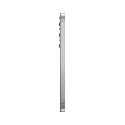 smart tech store Canada. premium tech accessories Canada. Premium Samsung Galaxy S24. Gallery image 11. The product is shown from a side view, centered against a seamless white background. It has a sleek, silver finish with a matte texture. Visible features include three buttons along the edge, which are slightly raised, and a thin profile that emphasizes its modern design. The lighting is soft, highlighting the smooth surface without harsh shadows.