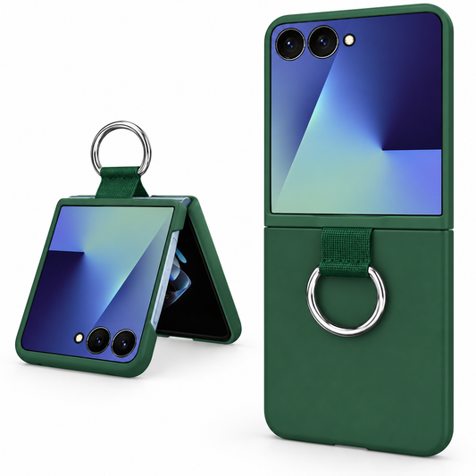 Luxury Leather Ring Case for Samsung Galaxy Z Flip 8 - Midnight Green