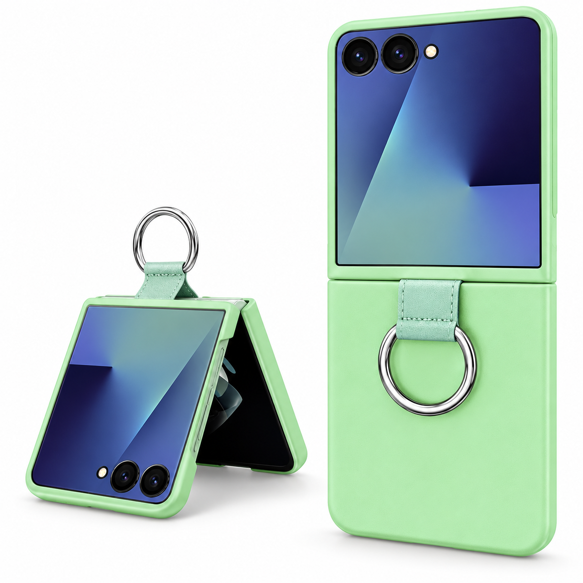 Luxury Leather Ring Case for Samsung Galaxy Z Flip 8 - Teal