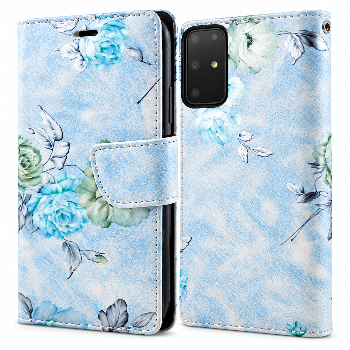 Floral Wallet Case for Samsung Galaxy S20 Plus - Blue