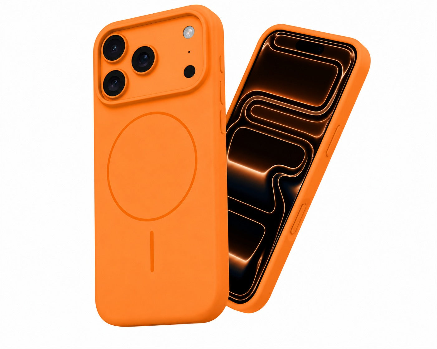 Slim Orange Silicone Phone Cover with MagSafe for Apple iPhone 17 Pro
