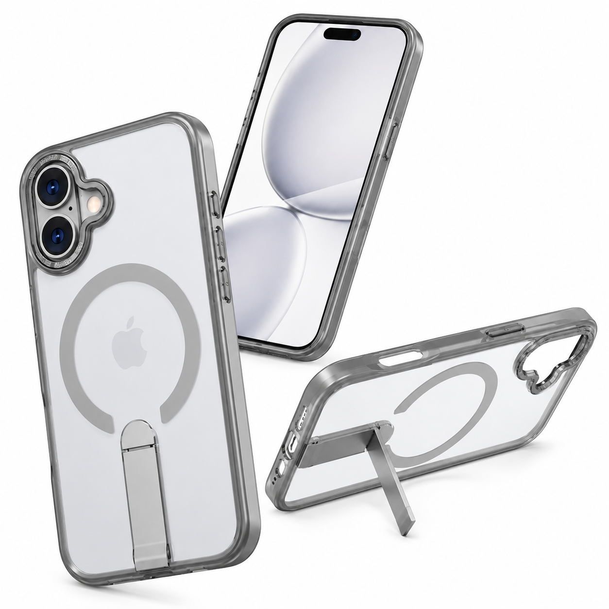 Apple iPhone 16 Grey MagSafe Cover, Transparent Back Phone Case, Military Grade Protective Case, Drop Protection Cover