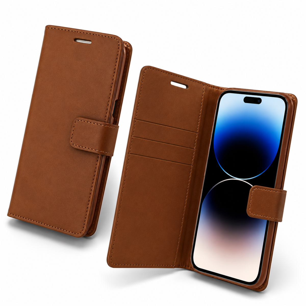 Apple iPhone 16 brown folio phone case with card slots